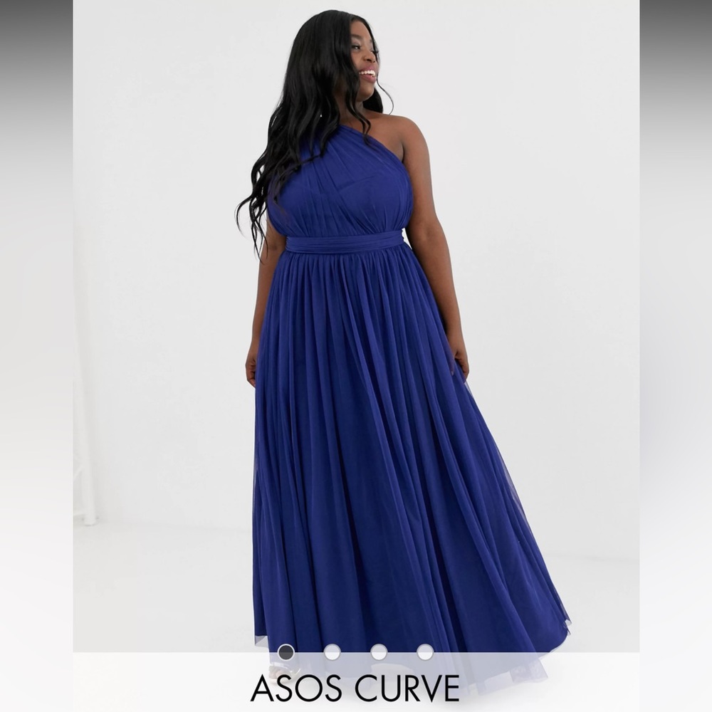 ASOS-Navy-Sz 20- NWT- One shoulder tulle ball gown